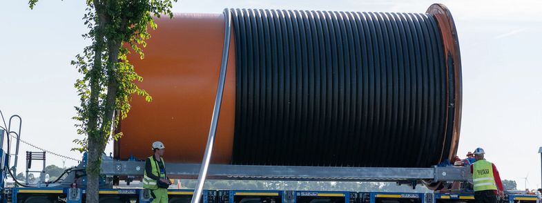 HV cable drum on trailer